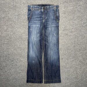 True Religion Mens Roman Phoenix Chino Jeans Size 32 Blue Distressed Button Fly